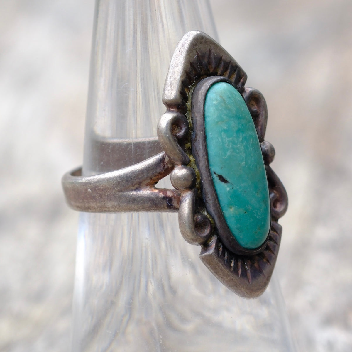 Vintage Sterling Turquoise Ring 6.5