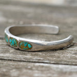 Vintage Sterling Turquoise Inlay Cuff
