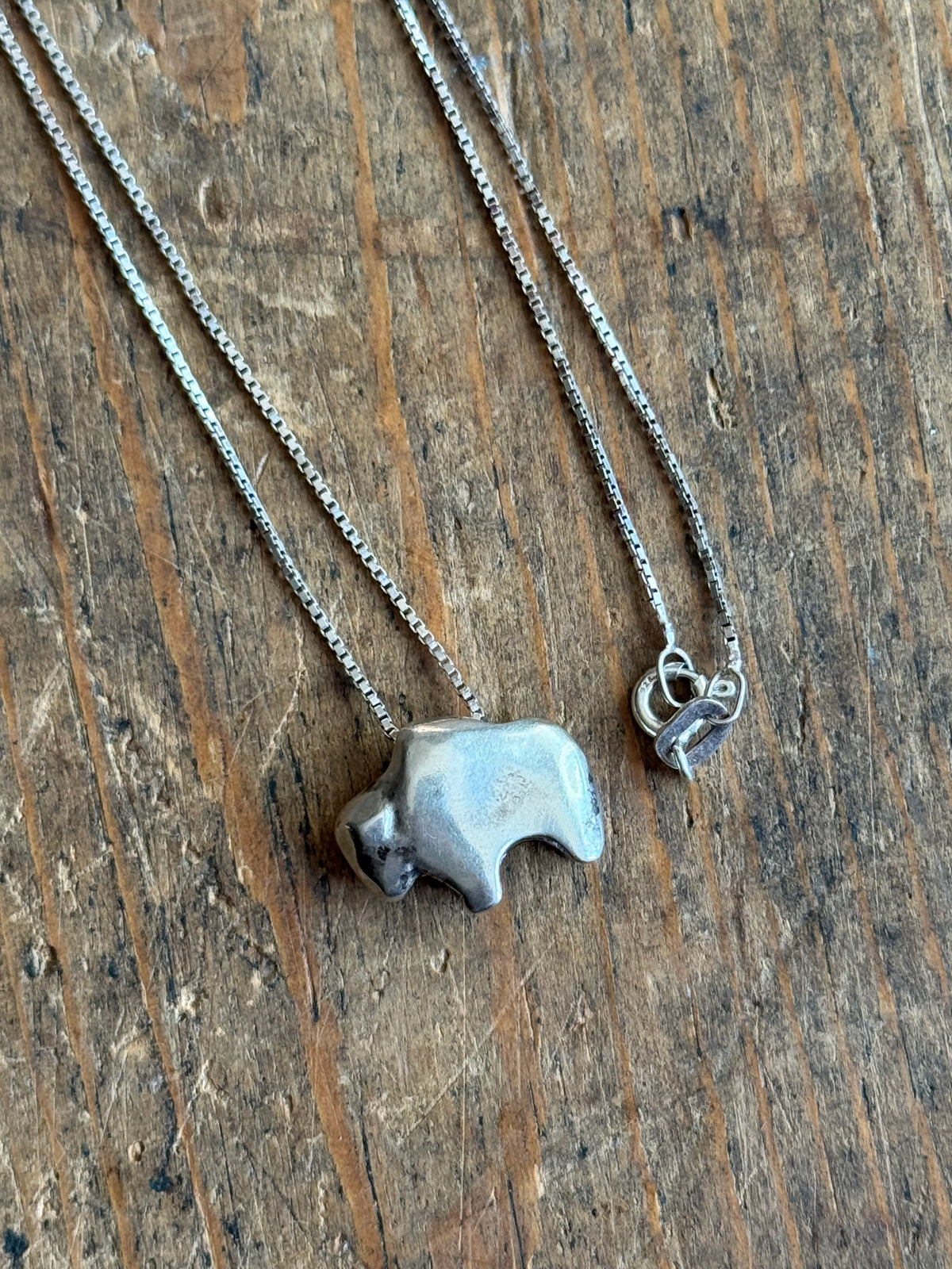 Vintage Sterling Silver Buffalo Necklace