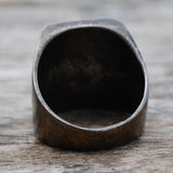 Vintage Sterling Crushed Onyx Turquoise and Coral Inlay Ring 11