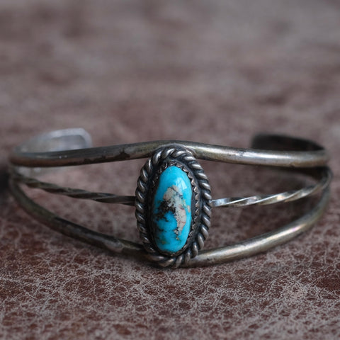 Vintage Sterling Turquoise Roper Cuff