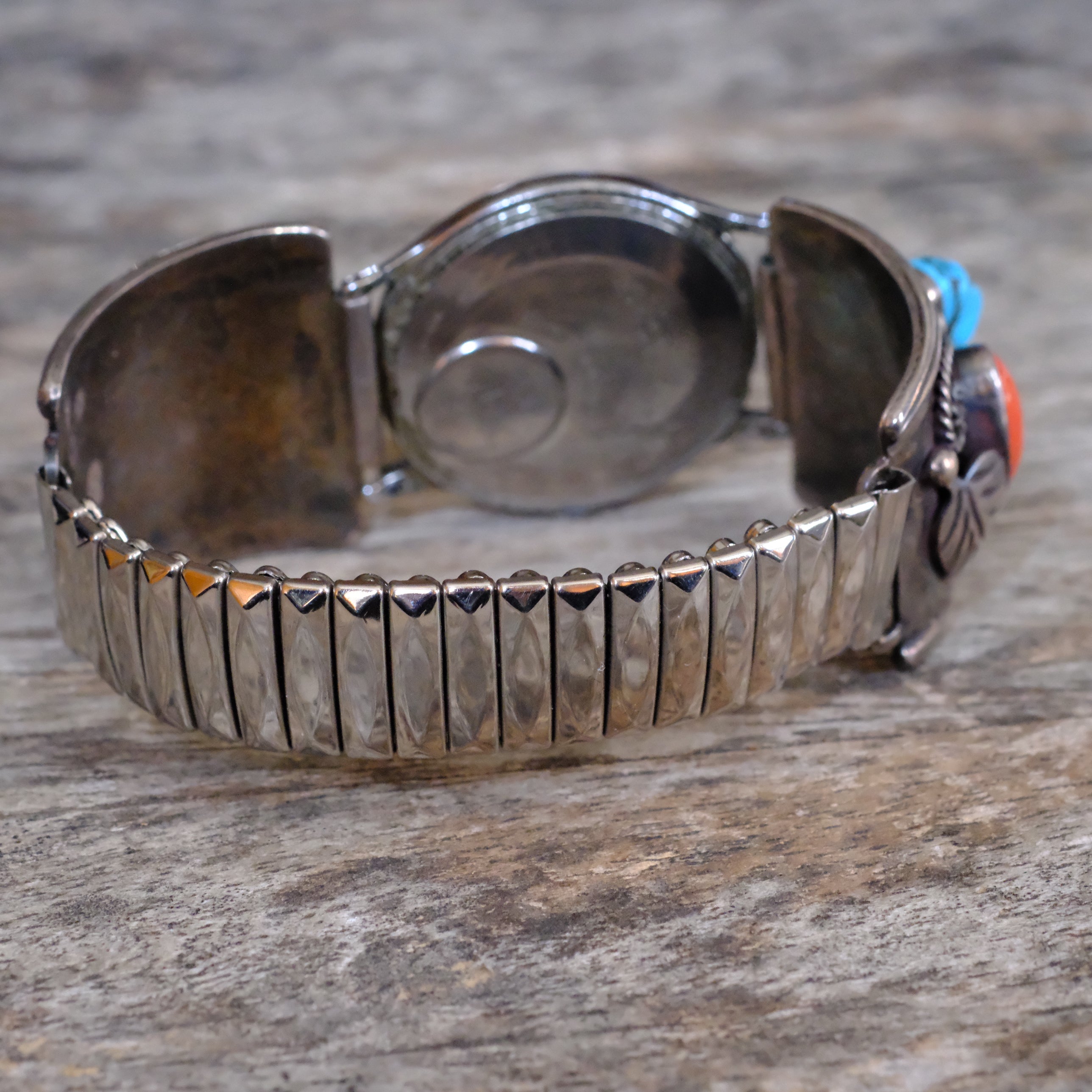 Vintage Sterling Turquoise and Coral Watch