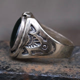 Vintage Sterling Lucky Abalone Horseshoe Ring 9.75
