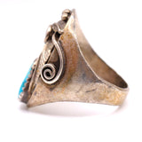 Vintage Sterling Turquoise Feather Ring 10.5
