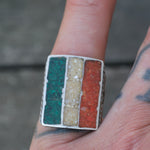 Vintage Sterling Crushed Inlay Stamped Band Ring 7