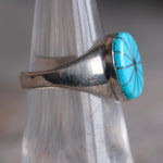 Vintage Sterling Turquoise Inlay Pinwheel Ring 5.5