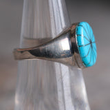 Vintage Sterling Turquoise Inlay Pinwheel Ring 5.5