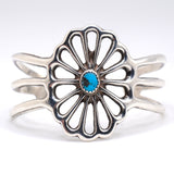Vintage Sterling Turquoise Sandcast Cuff Bracelet