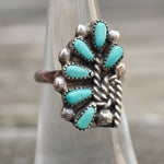 Vintage Sterling Turquoise Cluster Ring 5.5