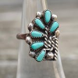 Vintage Sterling Turquoise Cluster Ring 5.5