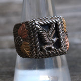 Vintage Sterling and Gold Eagle Ring 9.5