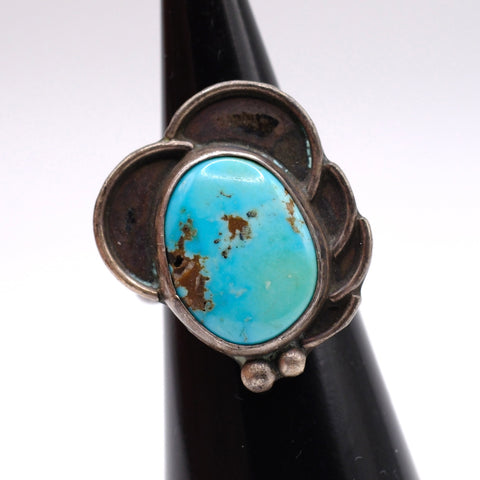 Vintage Sterling Turquoise Florette Ring 5