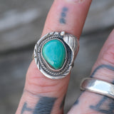 Vintage Sterling Turquoise Feather Ring 4.25
