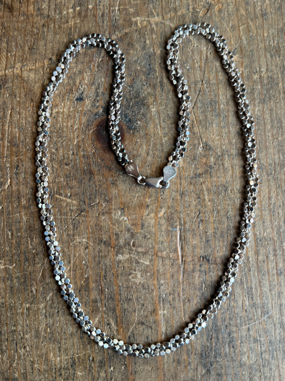 Vintage Sterling Silver 20” Braided Bead Chain