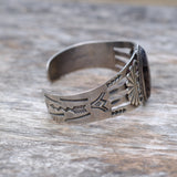 Vintage Sterling Agate Stamped Cuff Bracelet