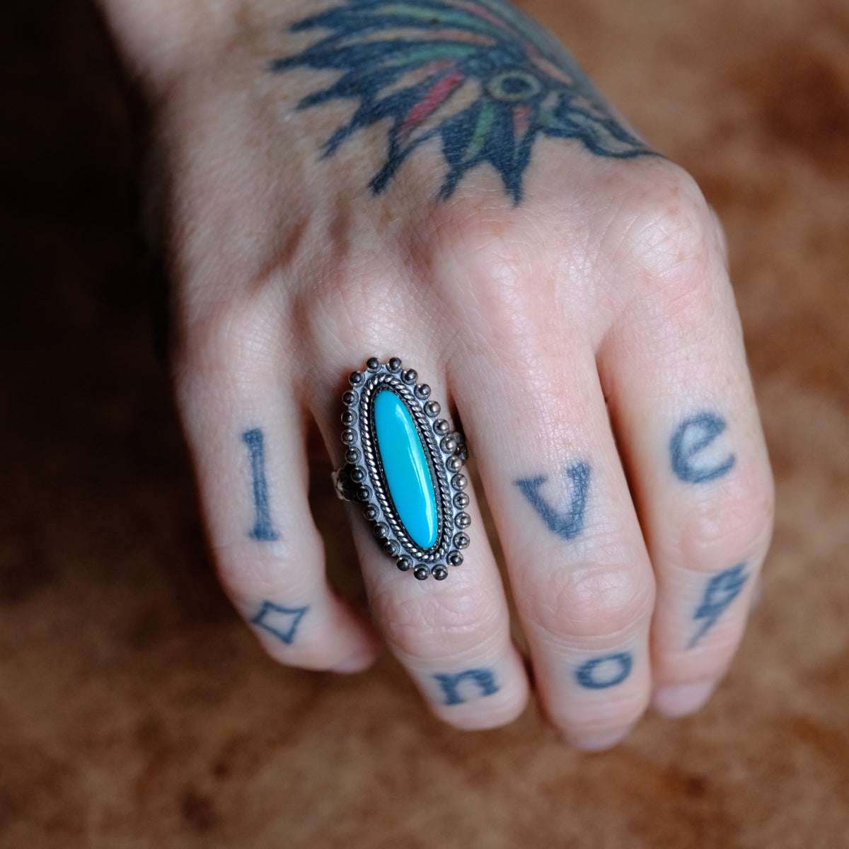 Vintage Sterling Turquoise Ring 6.25