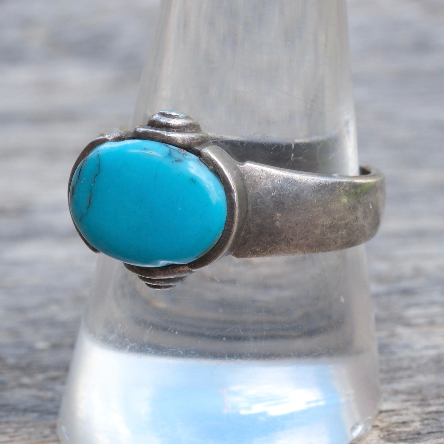 Vintage Sterling Turquoise Ring 9.5