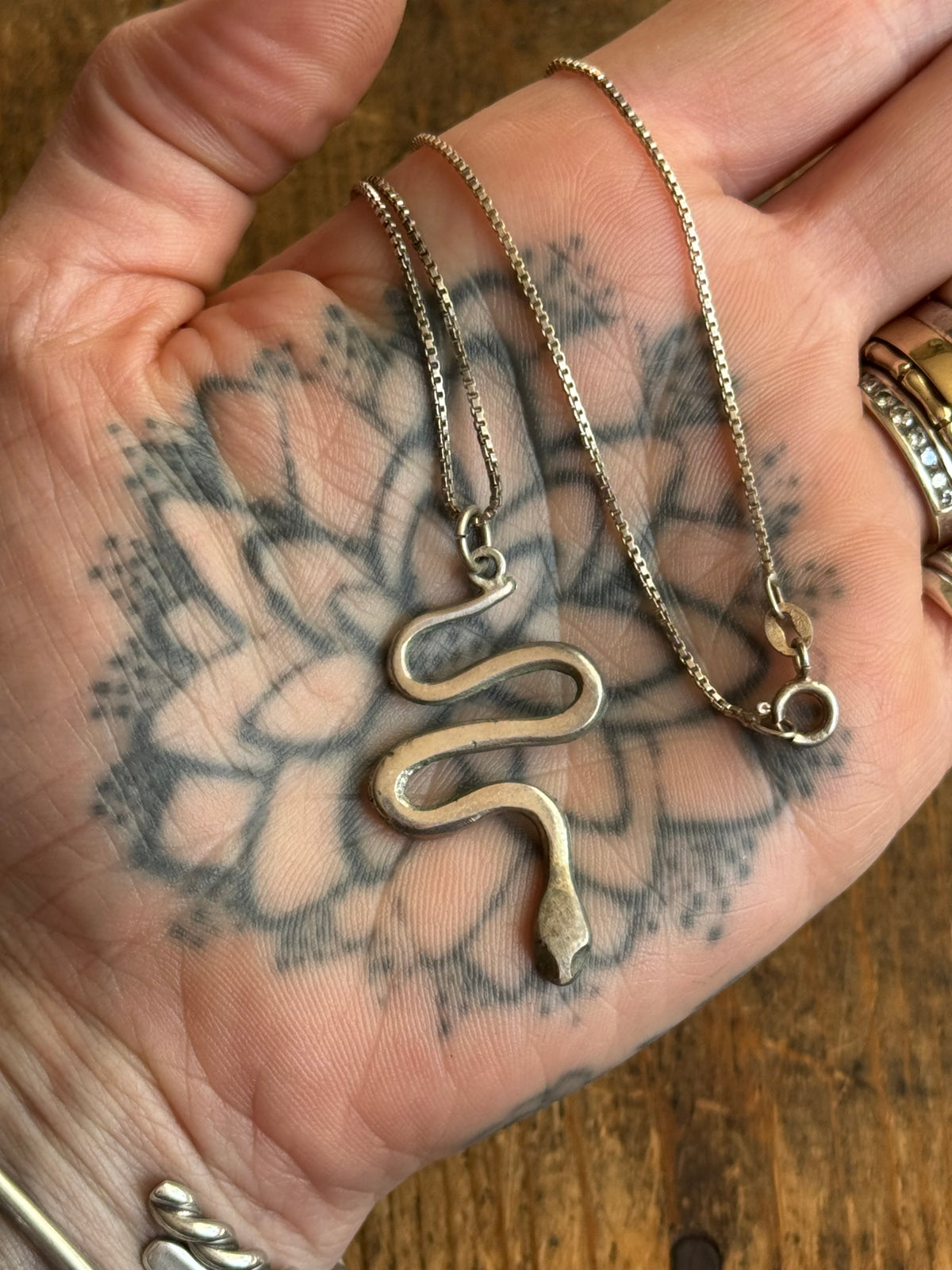Vintage Sterling Silver Snake Necklace