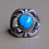 Vintage Sterling Turquoise Sandcast Ring 5