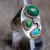 Vintage Sterling 3-Stone Turquoise Ring 10.25
