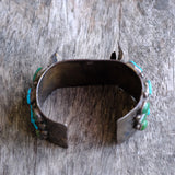 1950's Vintage Sterling 18 Stone Turquoise Watch Cuff