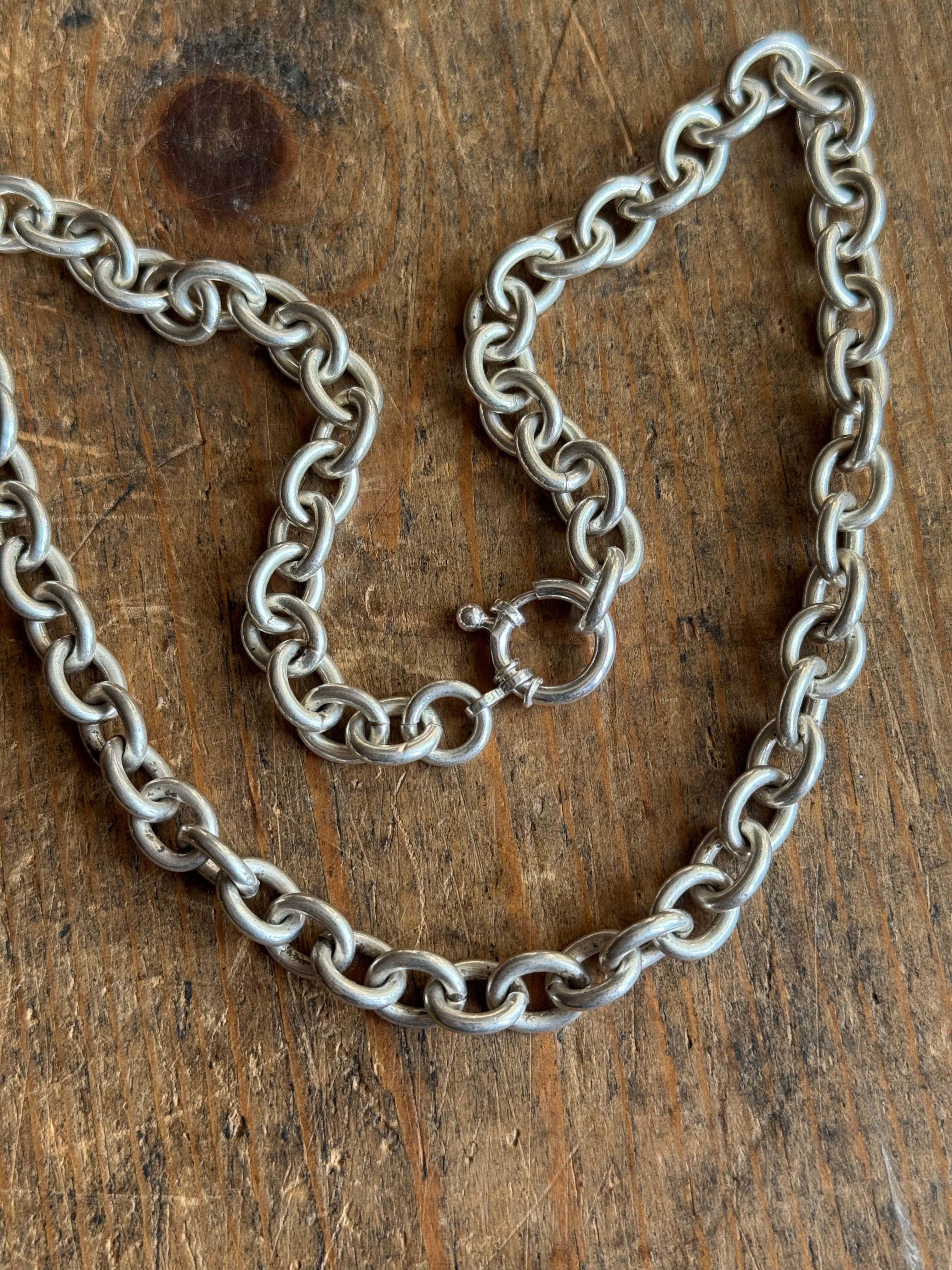 Vintage Sterling Silver 16.6” Chunky Cable Chain