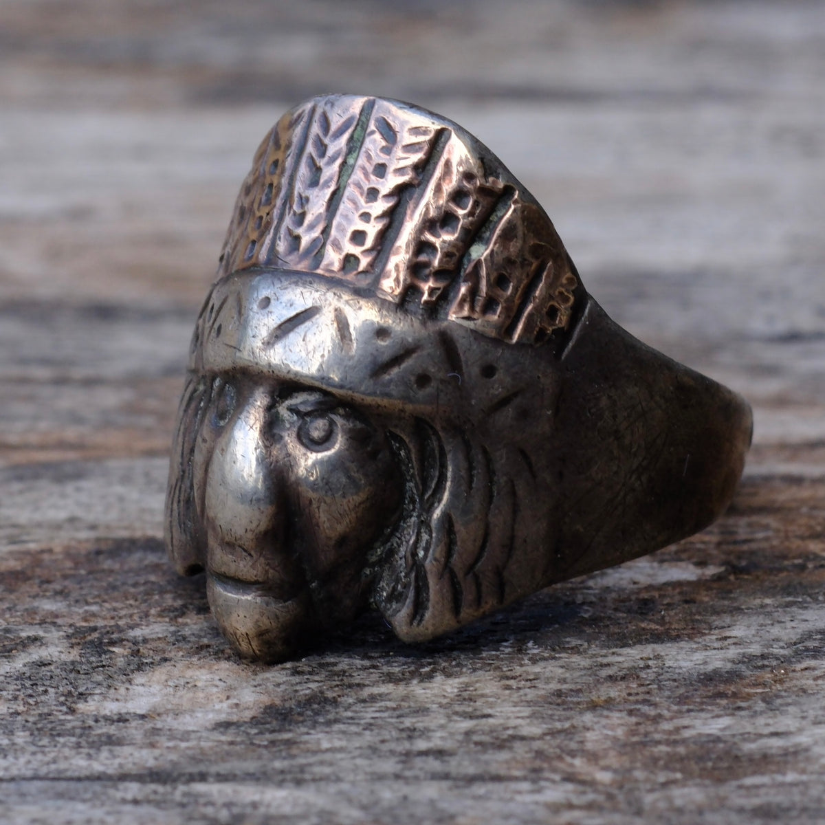 Vintage Sterling Silver Big Chief Ring 11