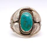 Vintage Sterling Turquoise Feather Ring 10.5