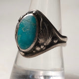 Vintage Sterling Turquoise Feather Ring 9.75