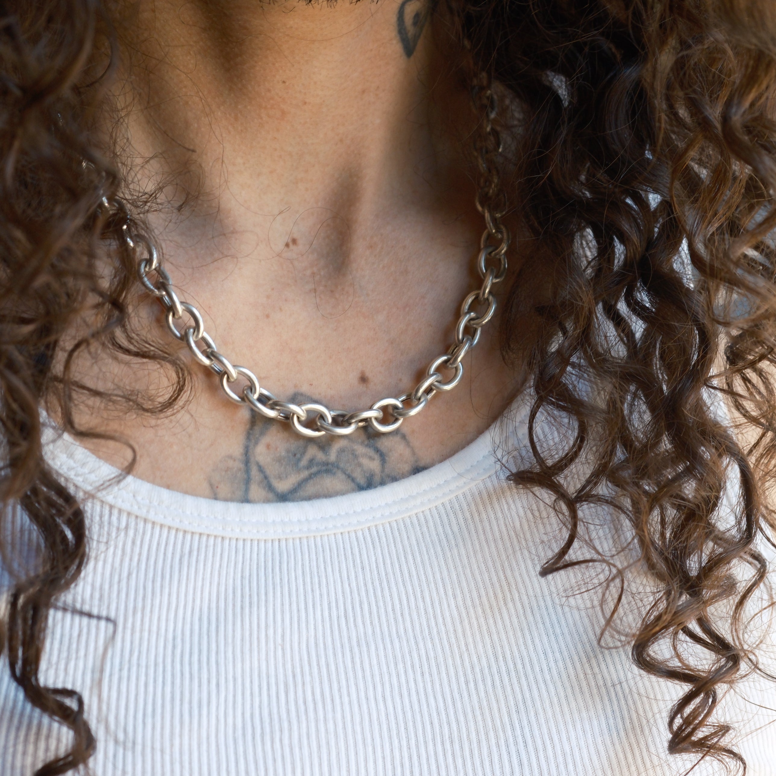 Vintage Sterling Silver Chain Necklace 20"