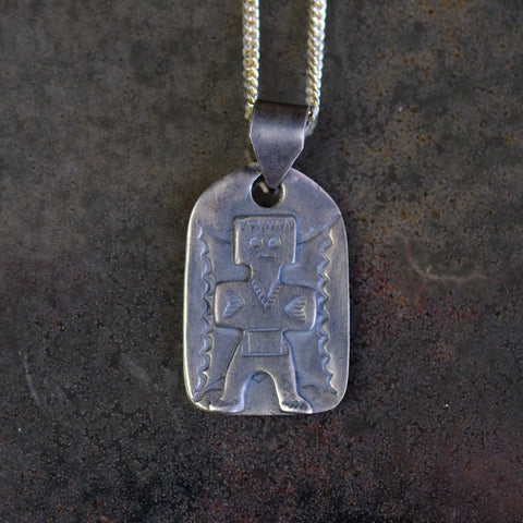 Vintage Sterling Kachina Tag Necklace
