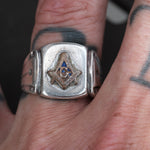 Vintage Sterling Free Masons Signet Ring 9.5