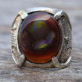 Vintage Sterling Tallship Fire Agate Ring 10