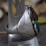 Vintage Sterling Turquoise and Coral Ring 10