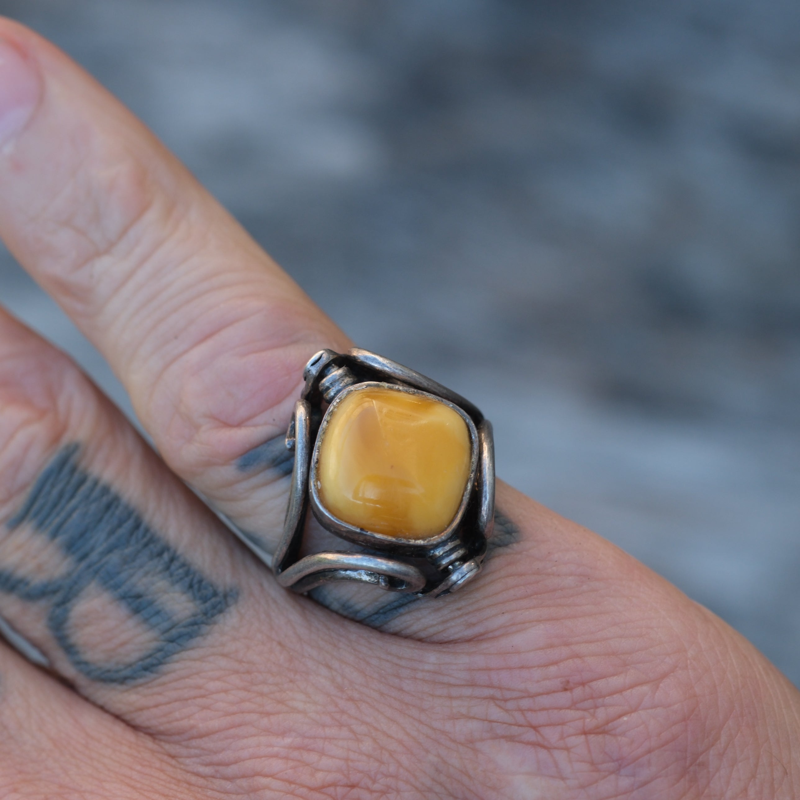 Vintage Sterling 2-Stone Spinner Ring 5