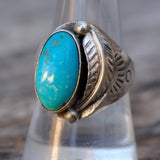 Vintage Sterling Turquoise Feather Ring 9