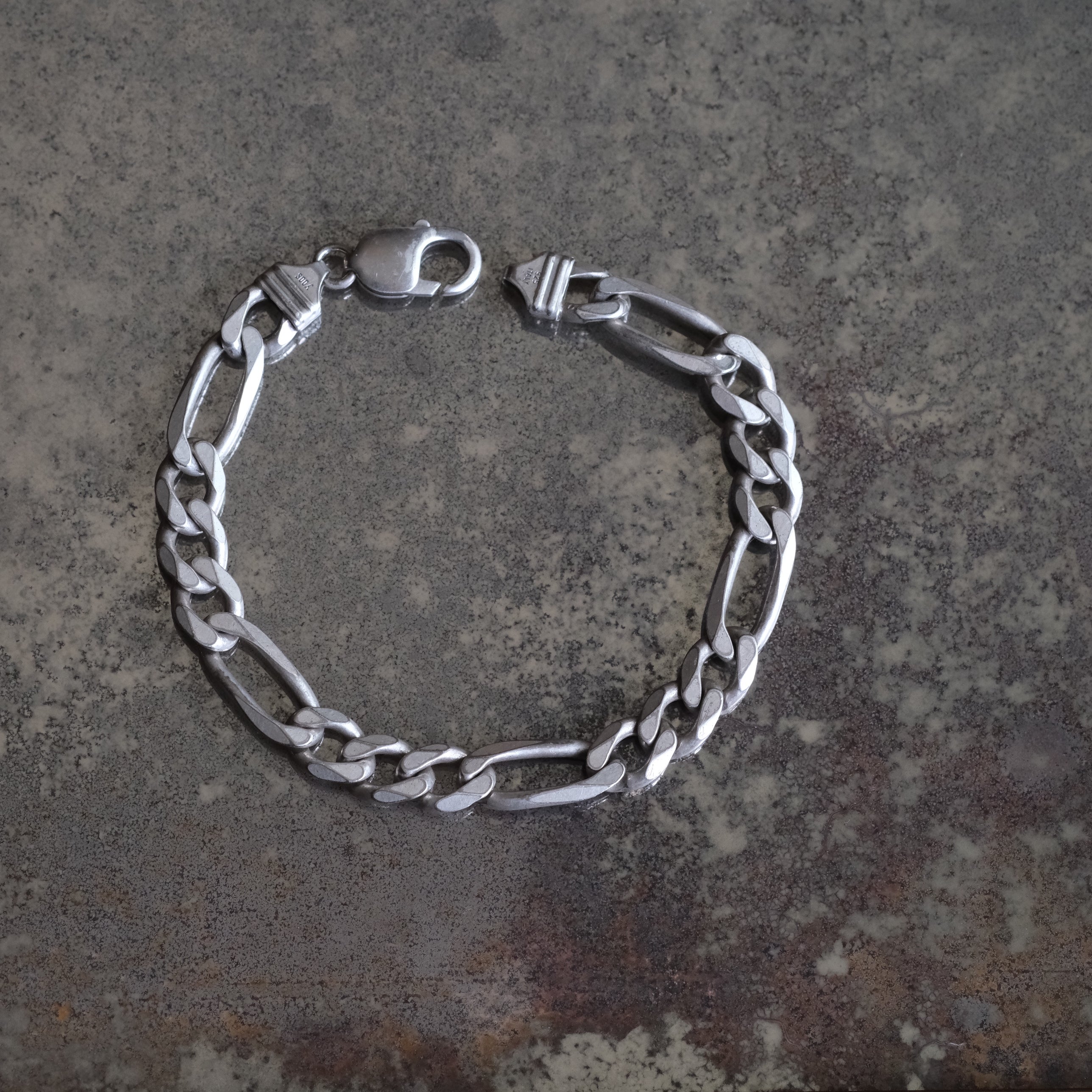 Vintage Sterling Silver Figaro Chain Bracelet 9.25"