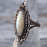 Vintage Sterling Mother Of Pearl Ring 5.75