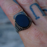 Vintage Sterling Onyx Ring 12.75