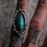 Vintage Sterling Turquoise Ring 6.75