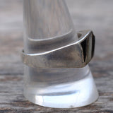 Vintage Sterling Onyx and Mother Of Pearl Inlay Ring 10.75