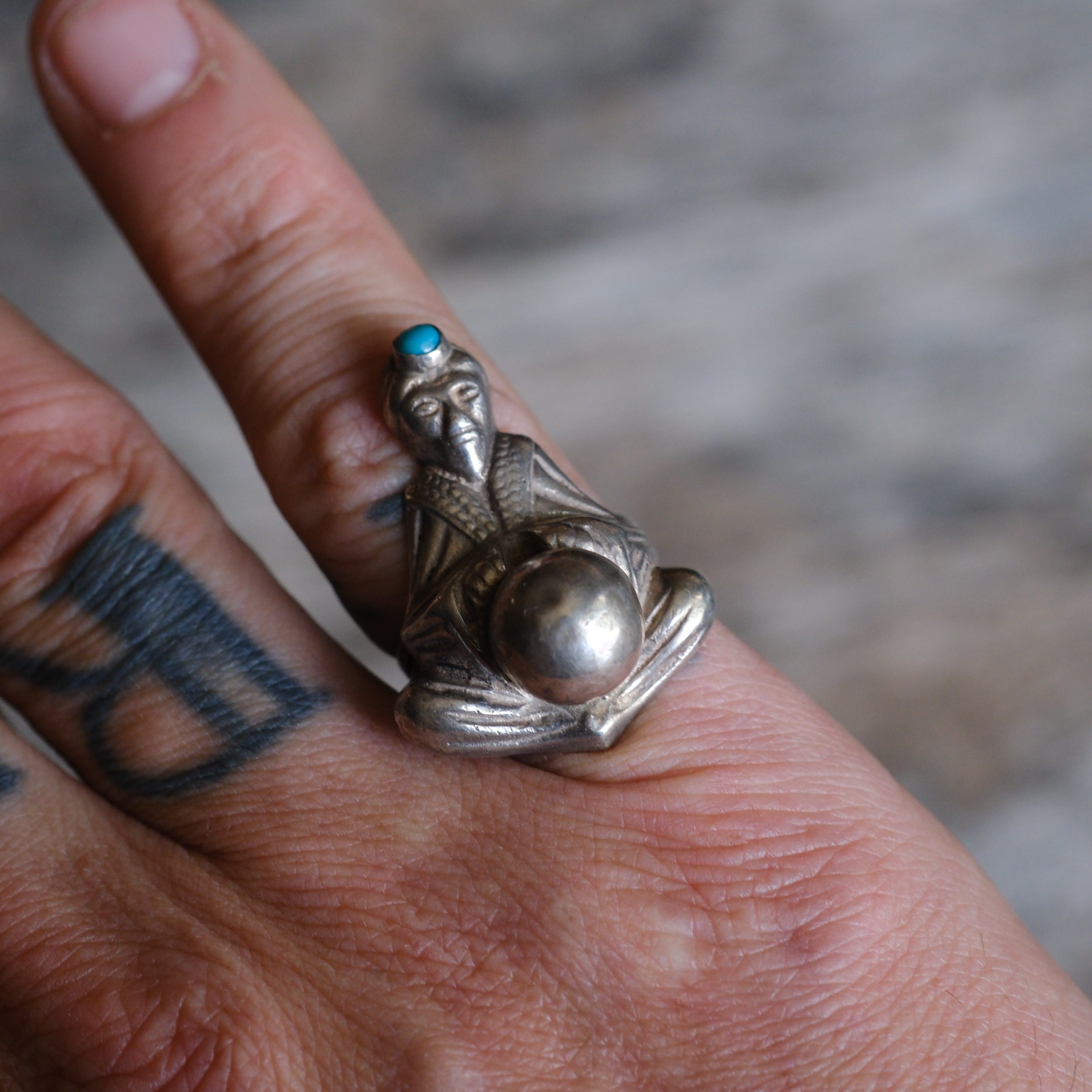 Vintage Sterling Turquoise Sultan Ring 5