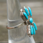 Vintage Sterling Turquoise Cluster Ring 5.75