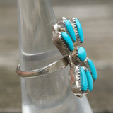 Vintage Sterling Turquoise Cluster Ring 5.75
