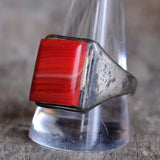 Vintage Sterling Agate Signet Ring 12