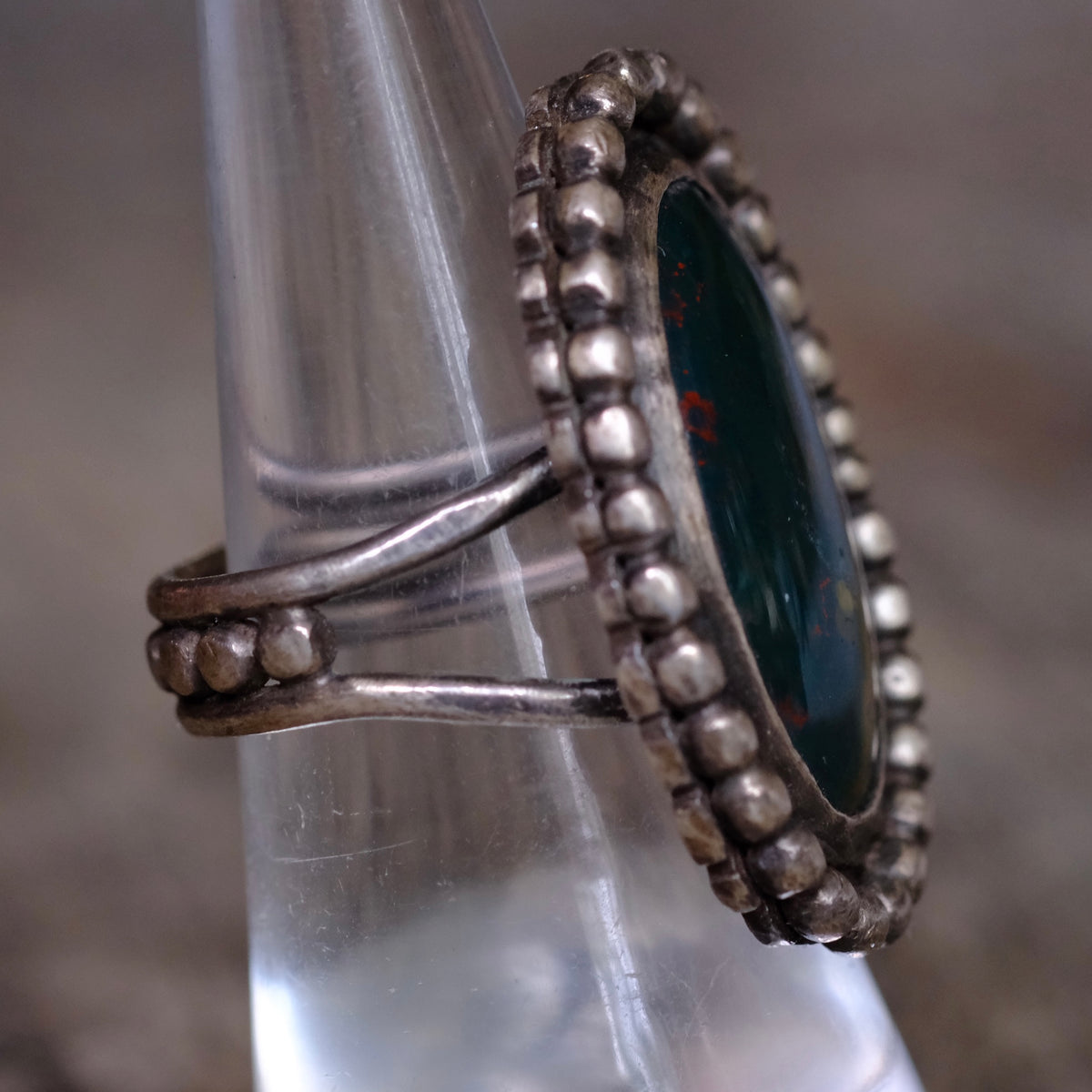 Vintage Sterling Bloodstone Ring 6.5