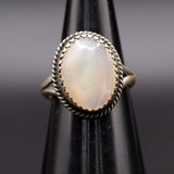 Vintage Sterling Mother Of Pearl Ring 4.25
