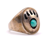 Vintage Sterling Turquoise Bear Paw Ring 10