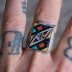 Vintage Sterling Zuni Inlay Ring 11 stamped EO