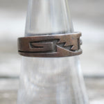Vintage Sterling Silver Tribal Stamped Band 7